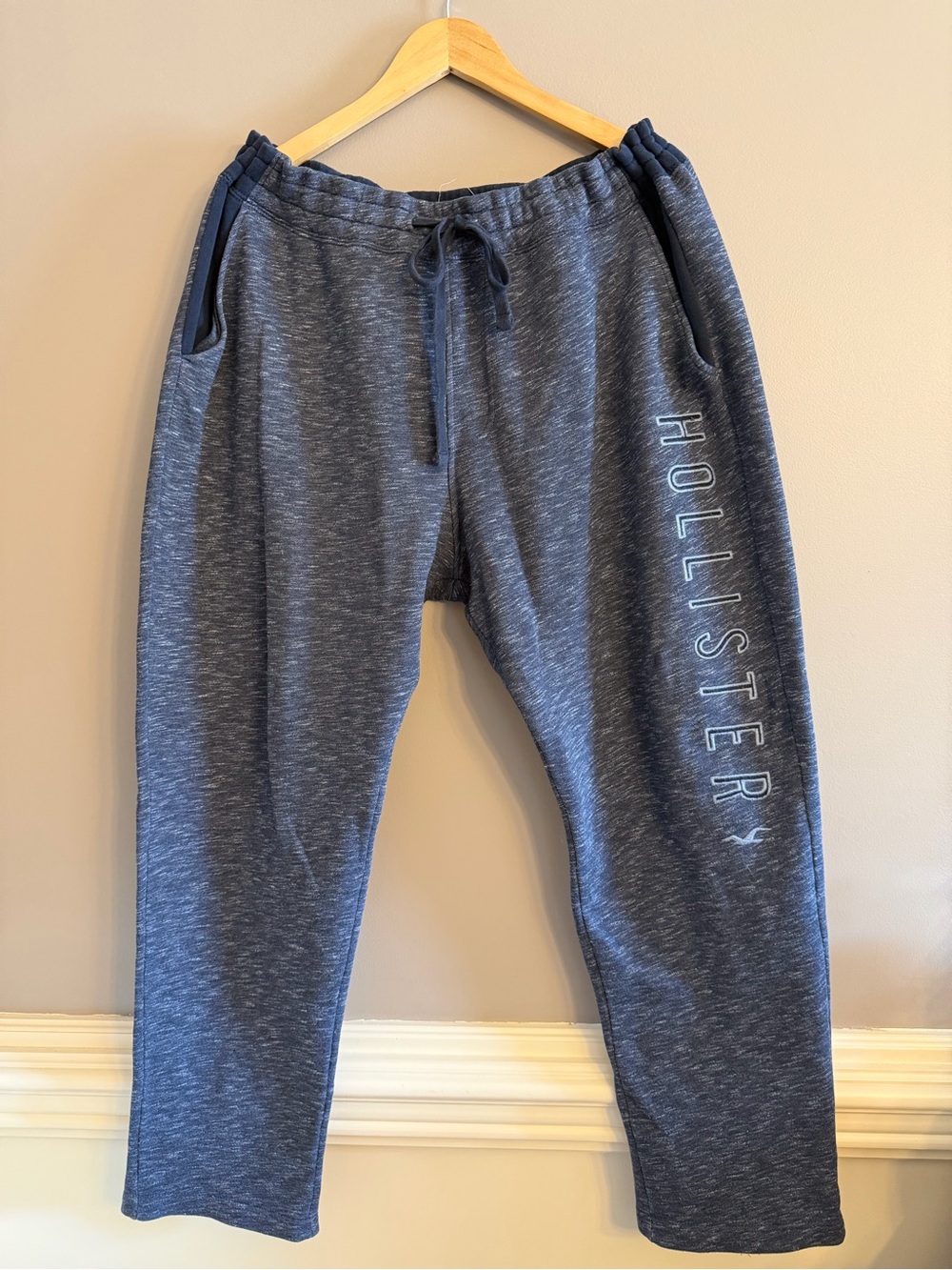 Y2K Hollister Heather Blue Embroidered Spellout Logo Sweatpants XL